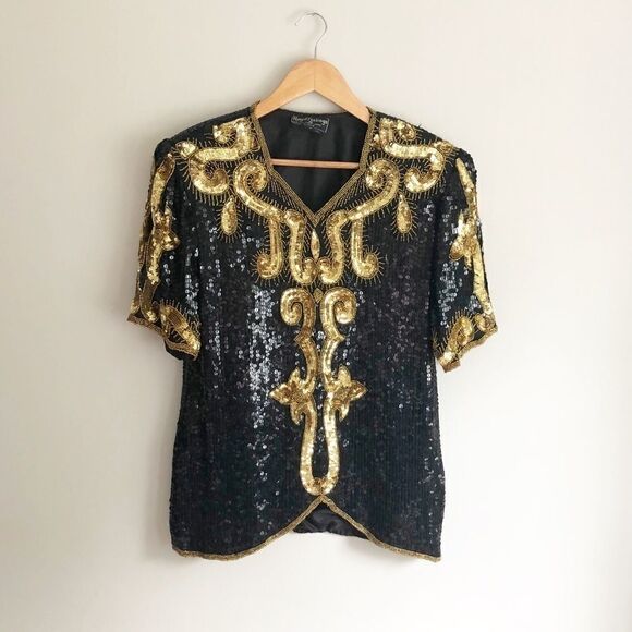 Vintage Royal Feelings Sequin Top - Picture 1 of 6